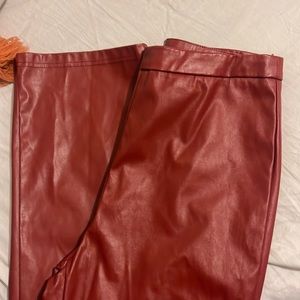 Red Faux Leather Pants